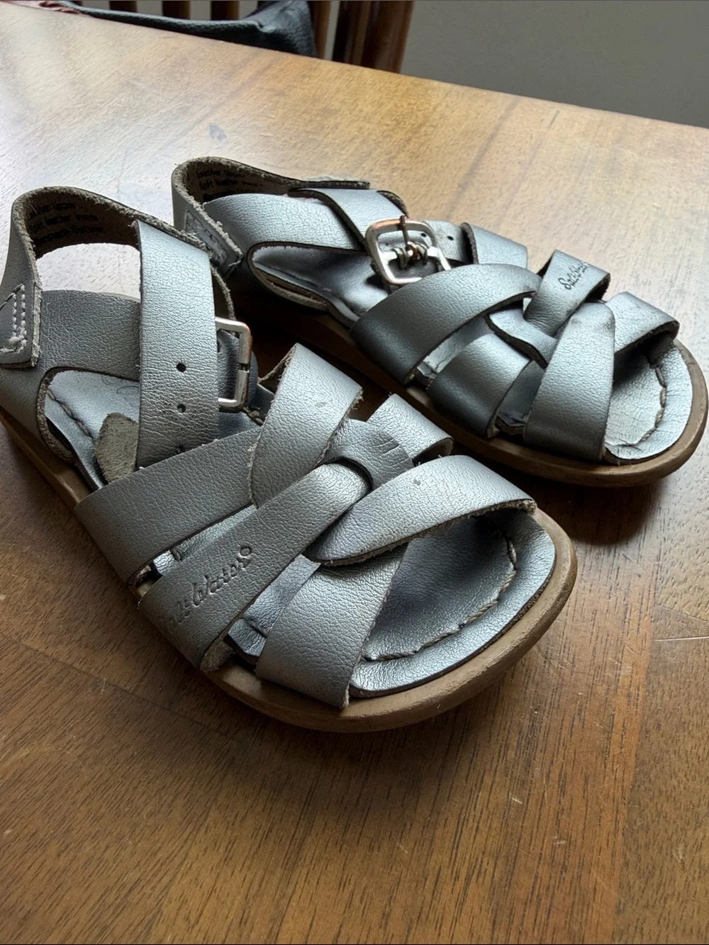 Salt Water Sandals by Hoy Silver Metallic Fisherman Sandals
